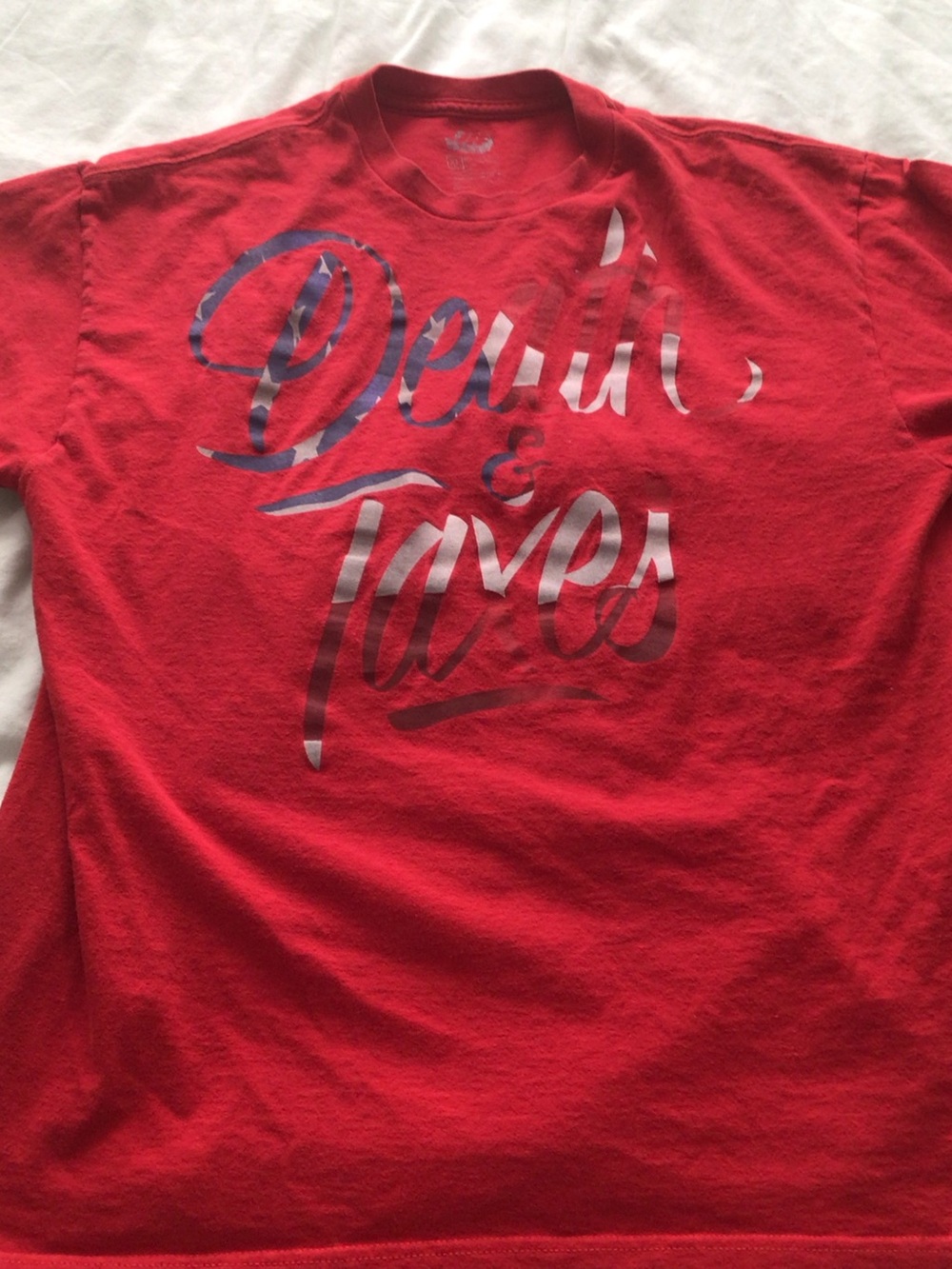 Vintage “Death and Taxes” Red Tee - Size XL